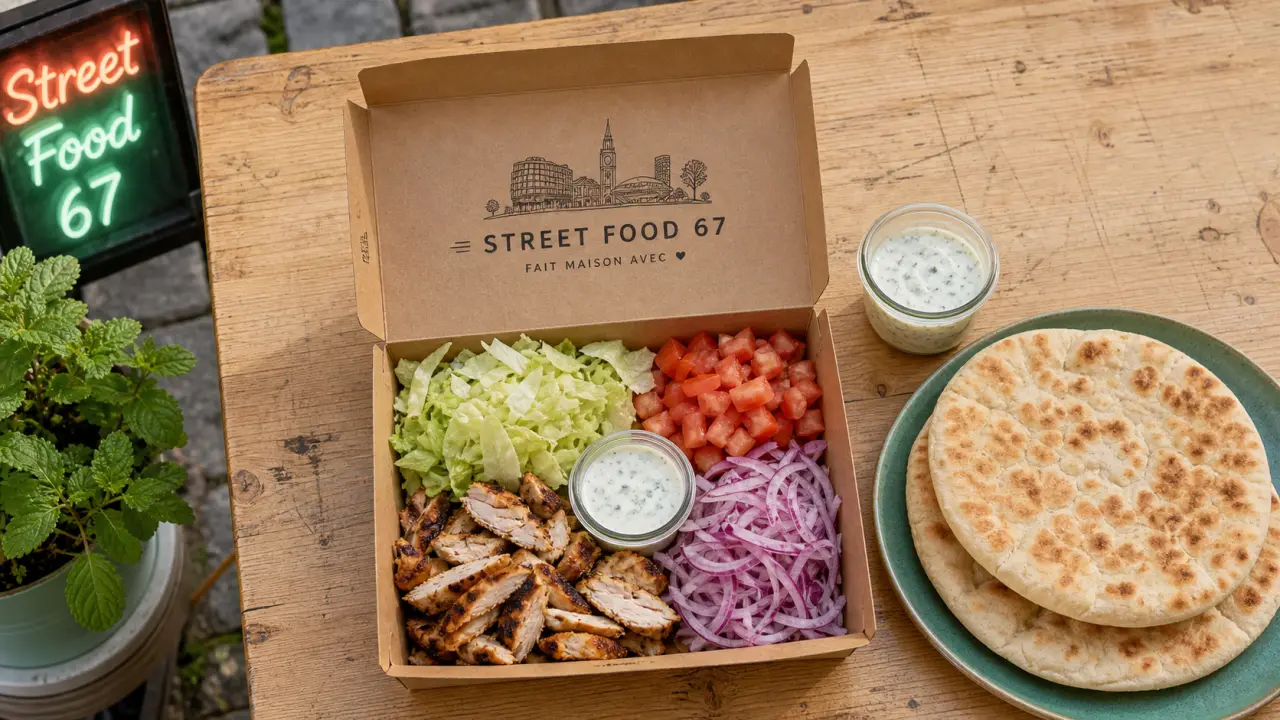 Street food 67 Strasbourg : pita, poulet mariné et sauce maison