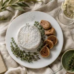 Vin avec fromage de chèvre et blanc vif