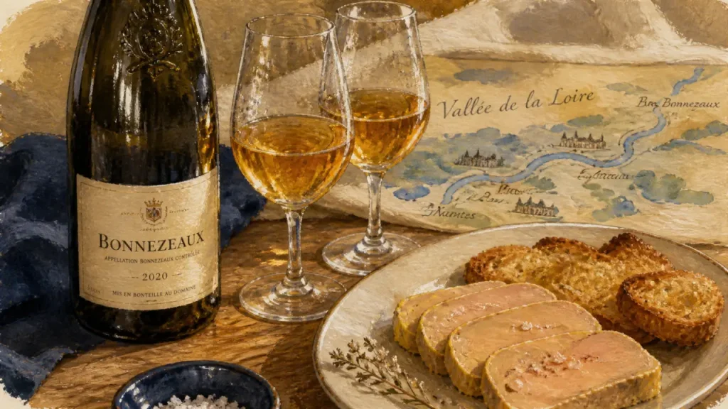 Bonnezeaux accord mets vins : table de dégustation foie gras