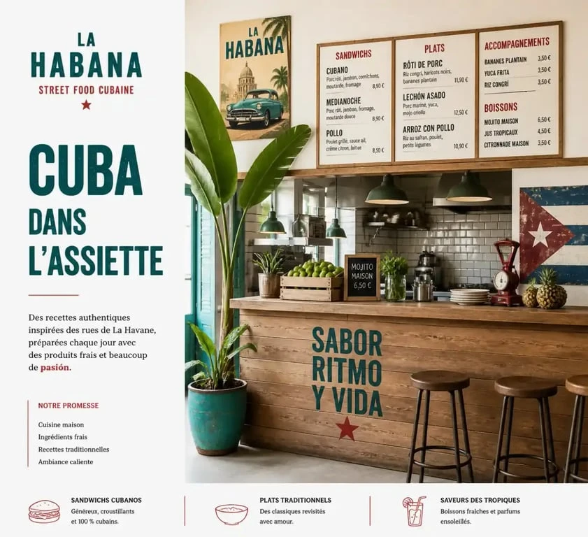 Ambiance et comptoir du restaurant Little Havana, street food cubaine à Paris