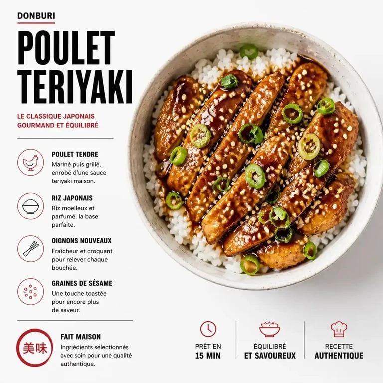 Donburi de poulet teriyaki, plat réconfortant de la cuisine japonaise