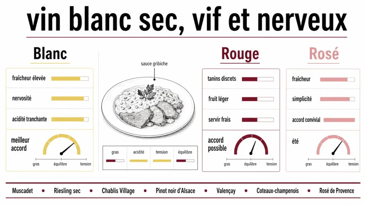Quel vin servir avec une tête de veau sauce gribiche : comparatif visuel des vins blancs, rouges et rosés recommandés
