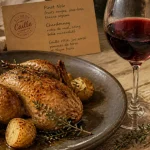Quel vin servir avec des cailles : caille rôtie, herbes et verres de vin