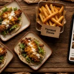 Street food mondelange : tacos à composer, burgers et frites, menu au smartphone