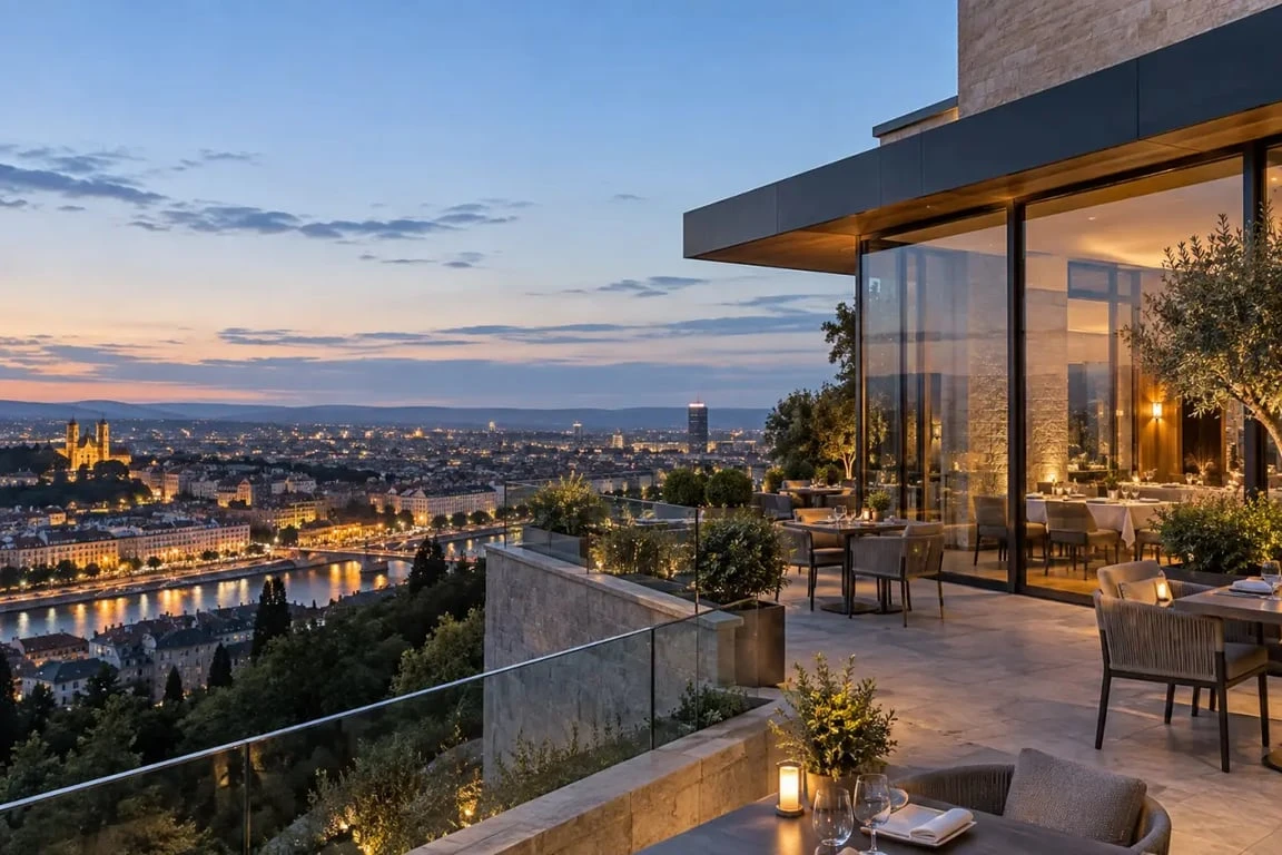Restaurant gastronomique Christian Têtedoie à Fourvière avec vue panoramique sur Lyon