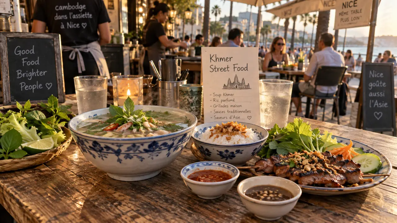 khmer street food à Nice : bols cambodgiens sur une terrasse