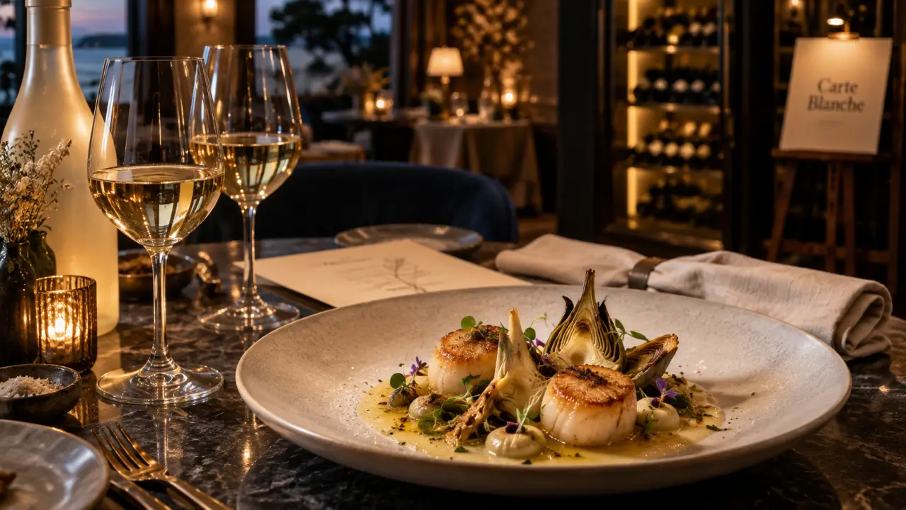 Maison nacre restaurant gastronomique : carte blanche de saison à Arès
