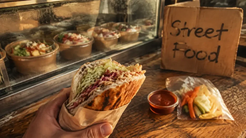Noura street food : sandwich libanais rapide, pain croustillant et sauce