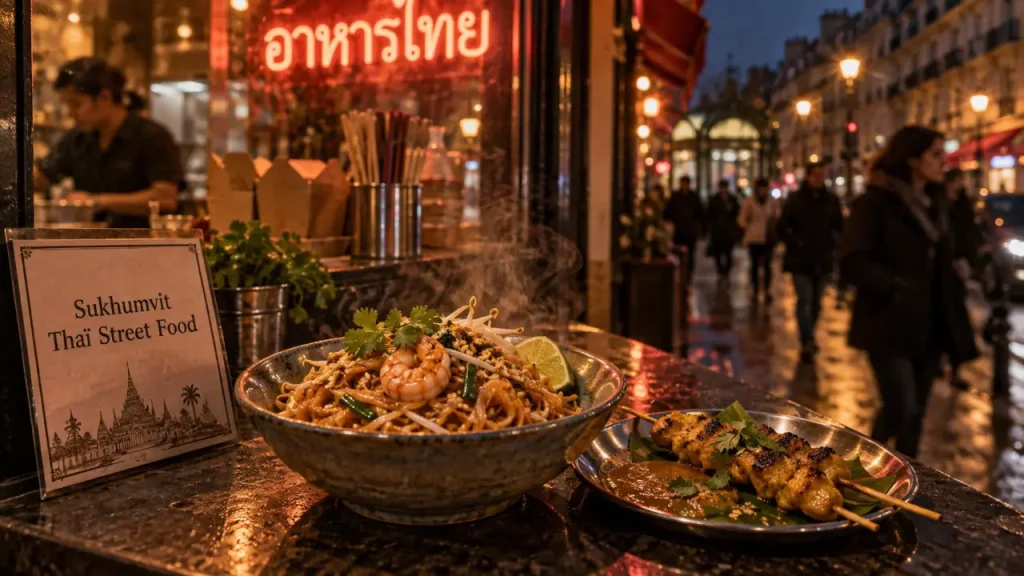 Sukhumvit thaï street food paris 11 : Pad Thaï et satay