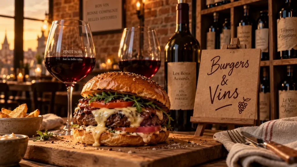 Burger et vin dijon à Dijon, bar à vins : burger artisanal et pinot noir