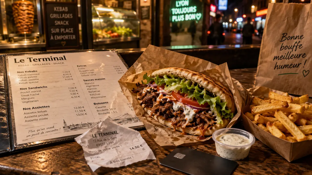 Le terminal kebab : menu et sandwich kebab