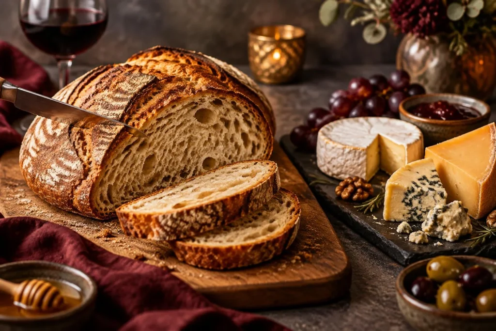 Pain maison au levain pour plateau de fromages