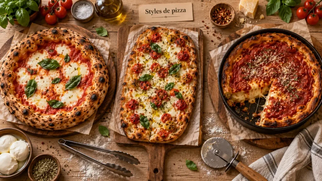 Type de pizza : styles de pâte et cuisson (napolitaine, romaine, deep-dish)